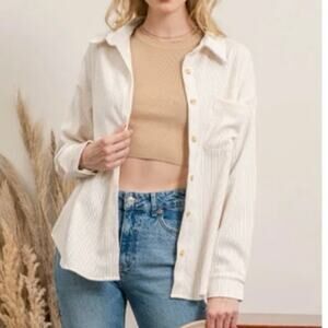 Blu Pepper Brittany Corduroy Button Down Jacket Shirt Top Medium Classic Shacket